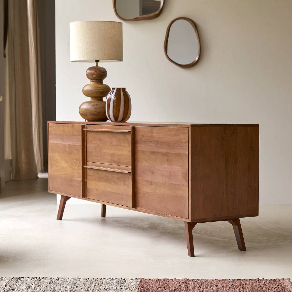 Solid Acacia wood Sideboard Cabinet For Living Room Furniture