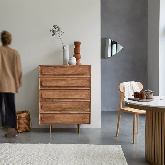 Solid Mango wooden Chest Of Drawers For Living Room With Storage Natural Finish