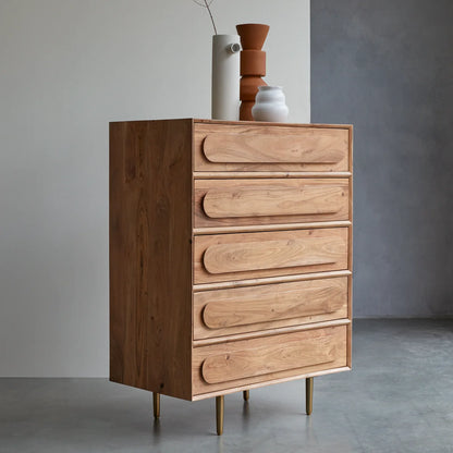 Solid Mango wooden Chest Of Drawers For Living Room With Storage Natural Finish