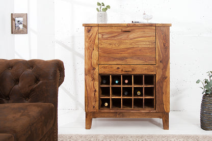 Solid Sheesham Wood Bar Cabinet for Home with Storage