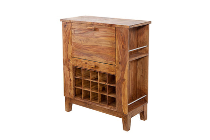 Solid Sheesham Wood Bar Cabinet for Home with Storage