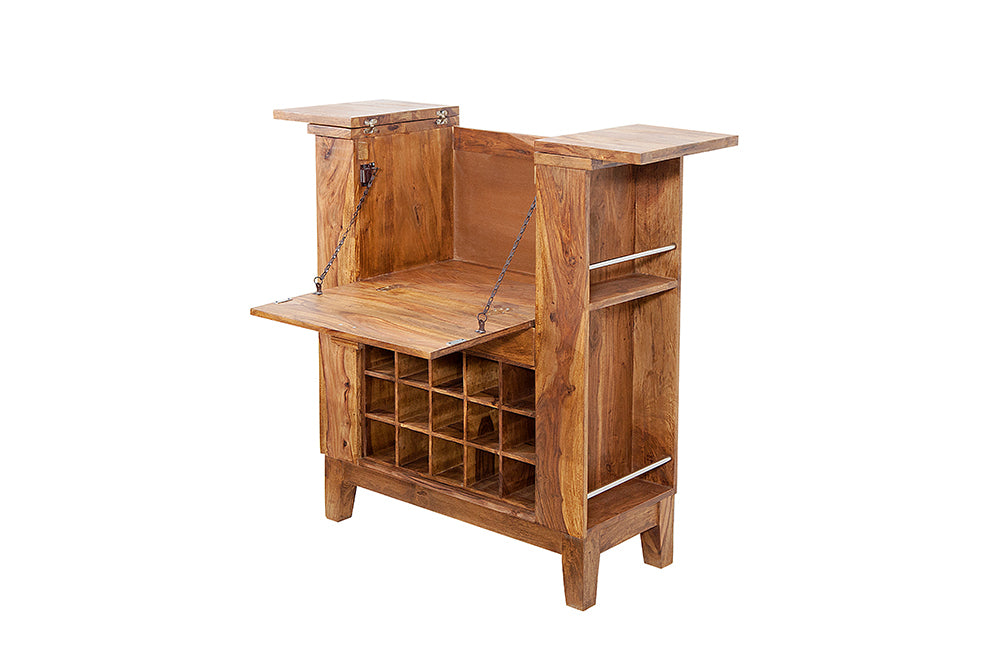 Solid Sheesham Wood Bar Cabinet for Home with Storage