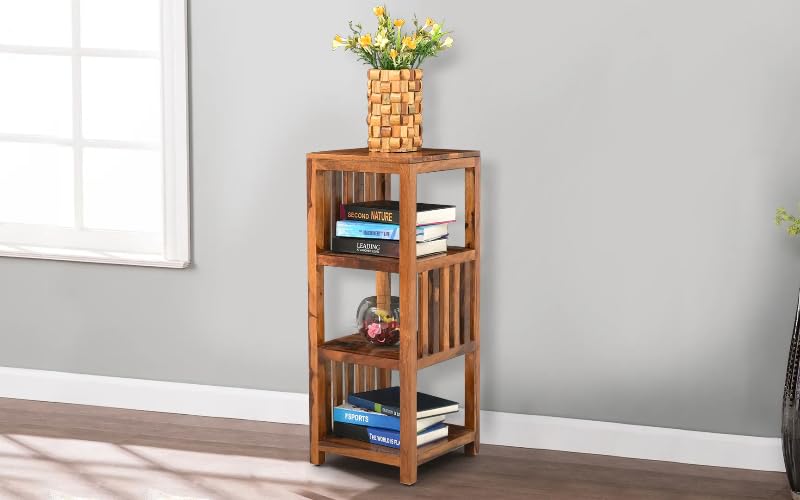 Wooden Bookshelf for Living Room Natural Finish