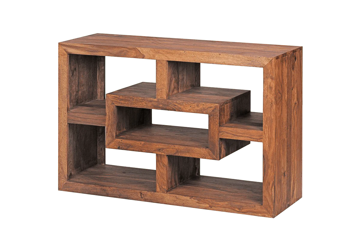 Solid Sheesham Wood Open Bookcase / Bookshelf For Living Room Furniture