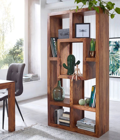 Solid Sheesham Wood Open Bookcase / Bookshelf For Living Room