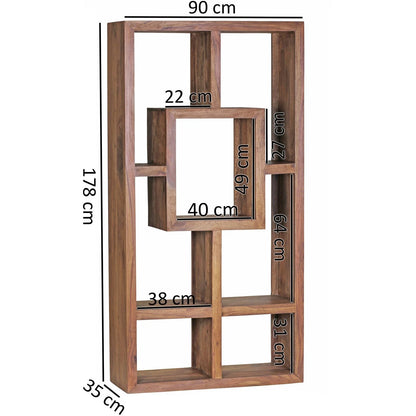 Solid Sheesham Wood Open Bookcase / Bookshelf For Living Room