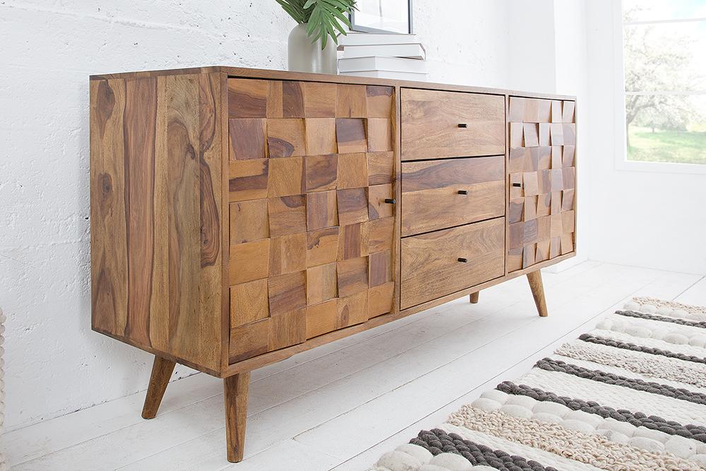 Solid Sheesham Wood Sideboard Cabinet for Living Room