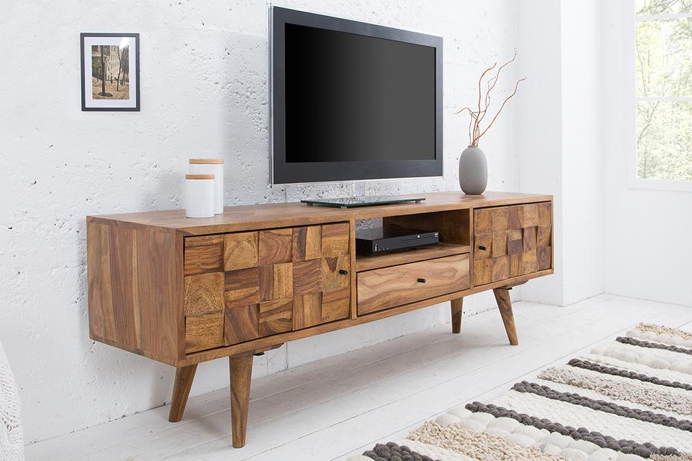 Solid Sheesham Wood Tv-Unit / Stand For Living Room With Storage Furniture