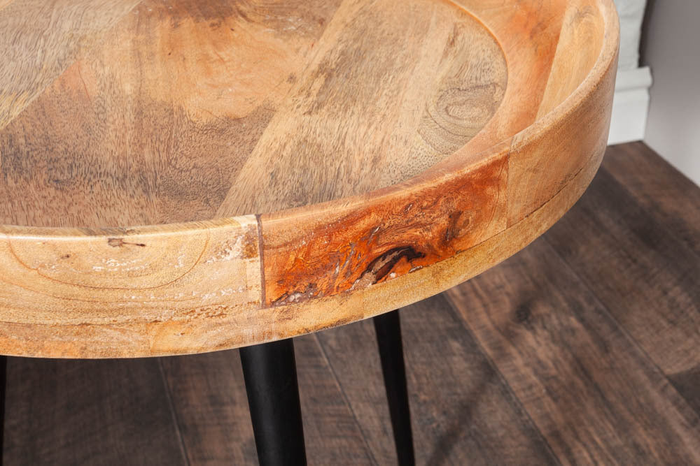 Solid Mango wood Round Nesting Coffee End Tables for Your Living Room