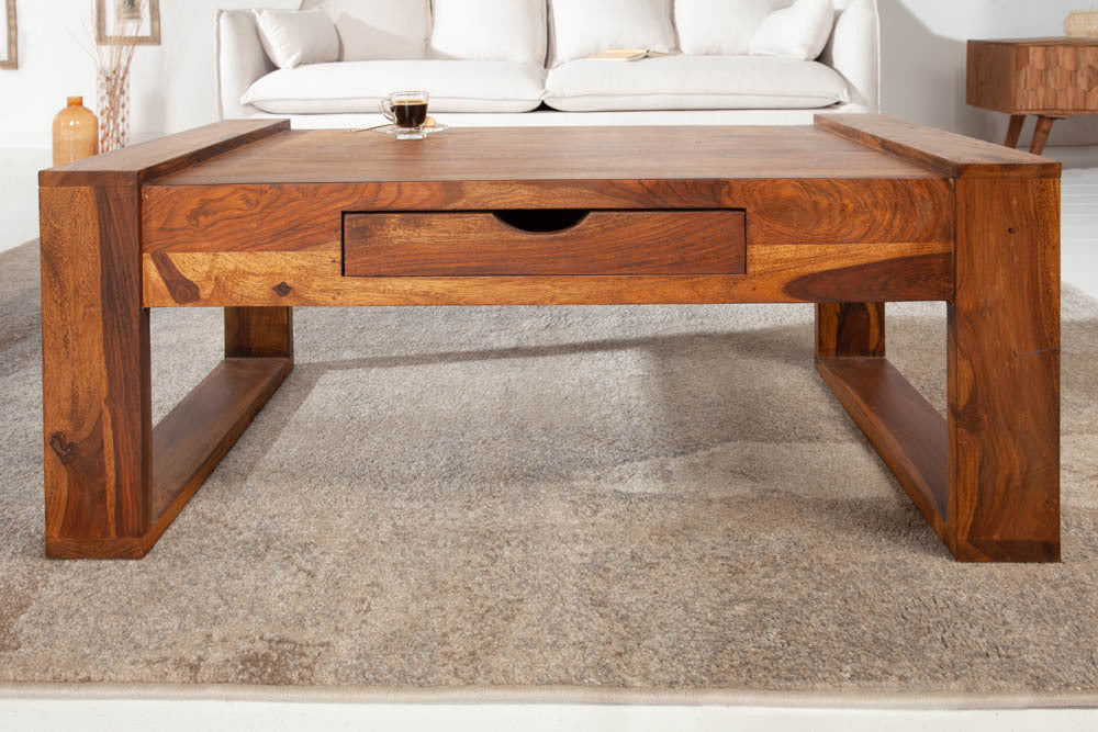 Sheesham Wood One Drawers Center Coffee Table Natural Finish