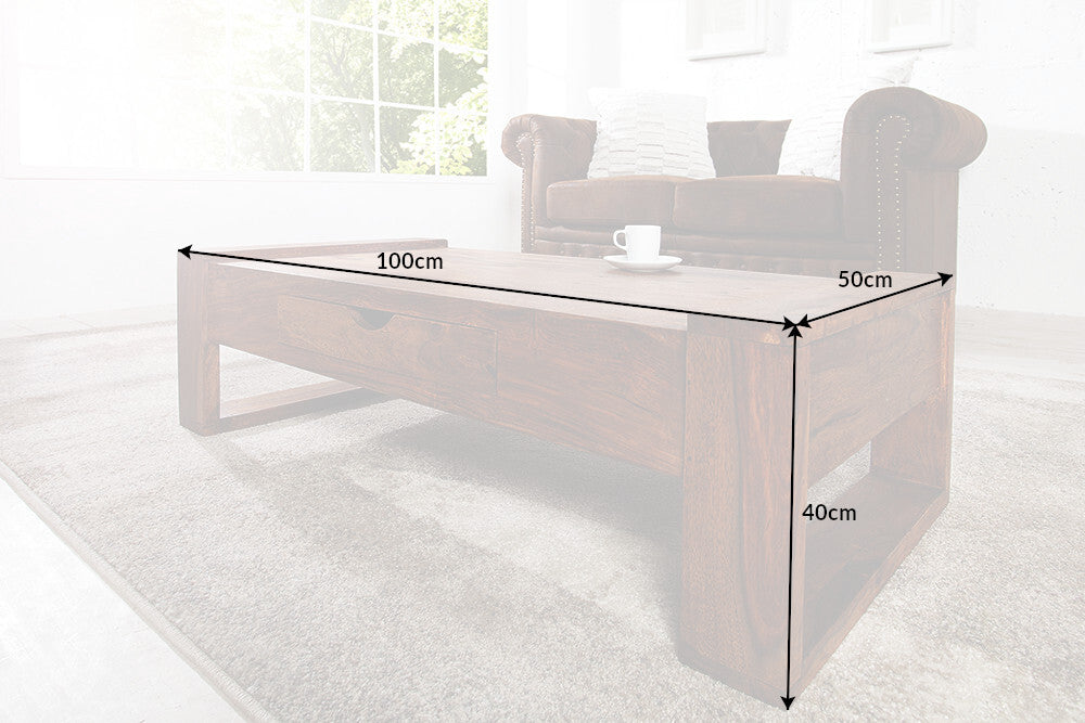 Sheesham Wood One Drawers Center Coffee Table Natural Finish