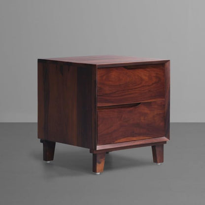 Sheesham Wood Bed Side Table & Side Table in Two Drawers in Honey Oak Finish