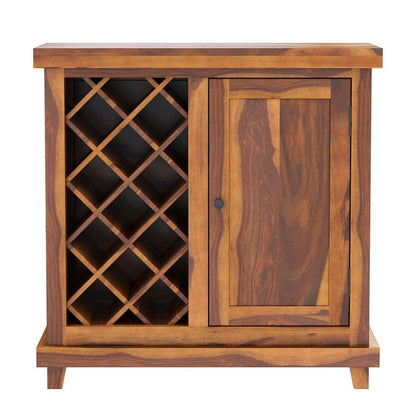 Sheesham Wood Design Bar Cabinet Mini Bar Cabinet for Home in Honey Finish