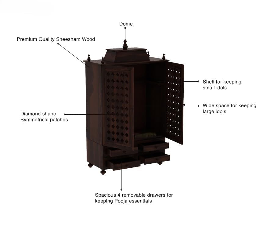 Solid Sheesham Wood Temple/Mandir/Pooja Stand For Home & Office Furniture