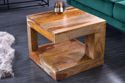 Sheesham Wood Open Shelf Center Coffee Table Natural Finish