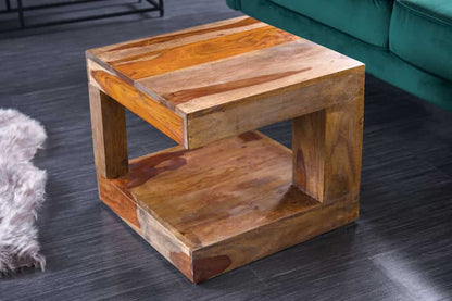 Sheesham Wood Open Shelf Center Coffee Table Natural Finish