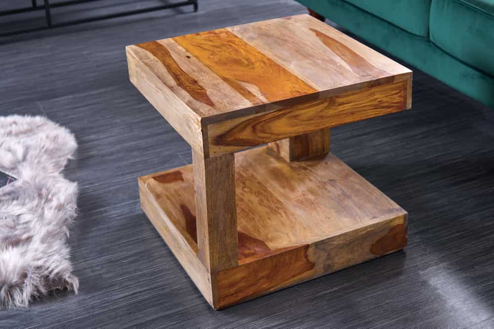 Sheesham Wood Open Shelf Center Coffee Table Natural Finish