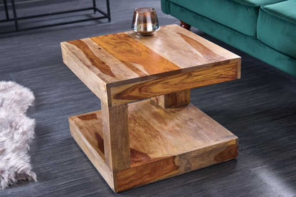 Sheesham Wood Open Shelf Center Coffee Table Natural Finish