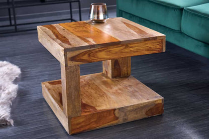 Sheesham Wood Open Shelf Center Coffee Table Natural Finish