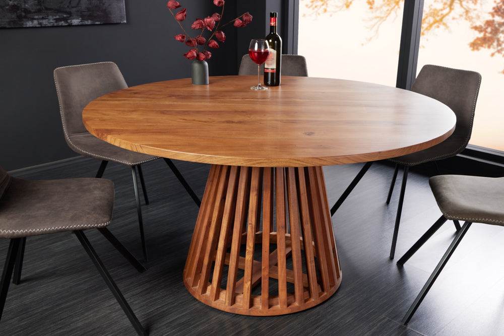 Solid Acacia Wood Dining Table  Natural Finish