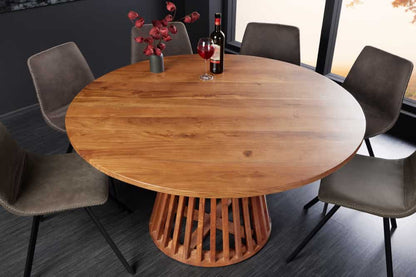 Solid Acacia Wood Dining Table  Natural Finish