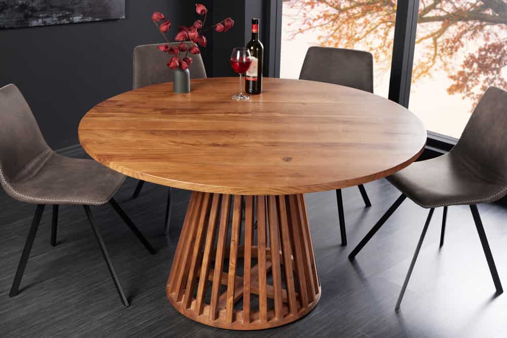 Solid Acacia Wood Dining Table  Natural Finish