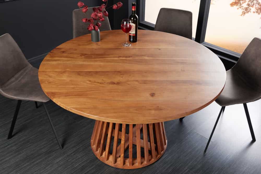 Solid Acacia Wood Dining Table  Natural Finish