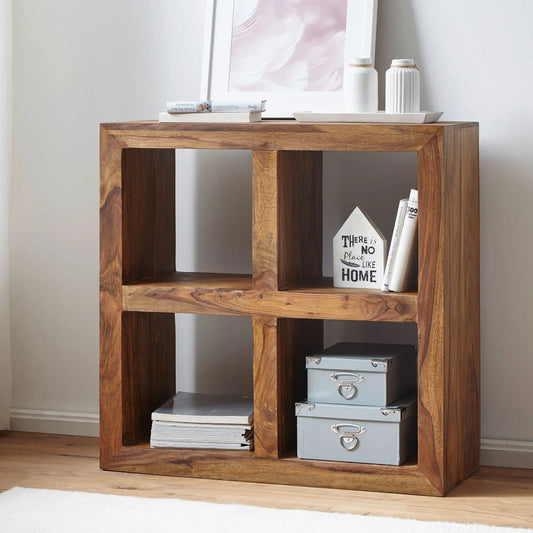 Solid Sheesham Wood Open Bookcase / Bookshelf For Living Room Furniture