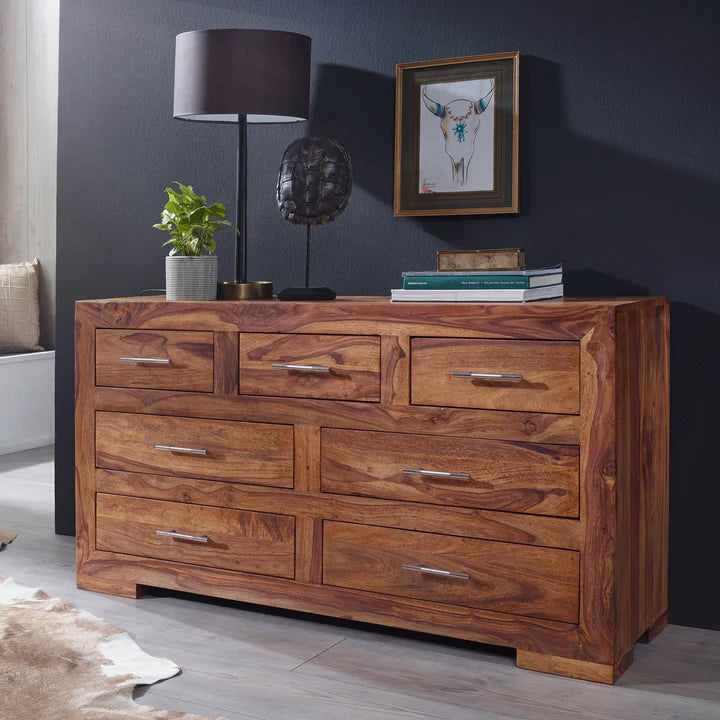 Solid Sheesham Wood Chest of 7 Drawers Multipurpose Storage Cabinet