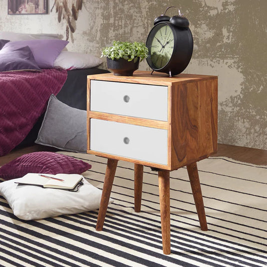 Solid Sheesham Wood Finish Modern Bed Side Table Four lags mordan Clasic Bed Side