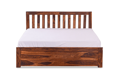 Solid Sheesham Wood King Size Bed with Box Storage For Living Room