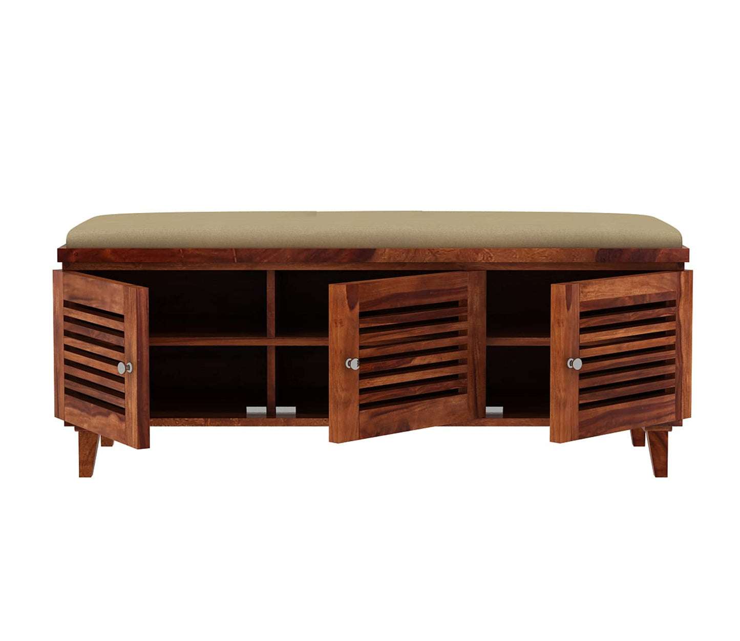 Solid Sheesham Wood Shoe Rank For Living Room With Storage