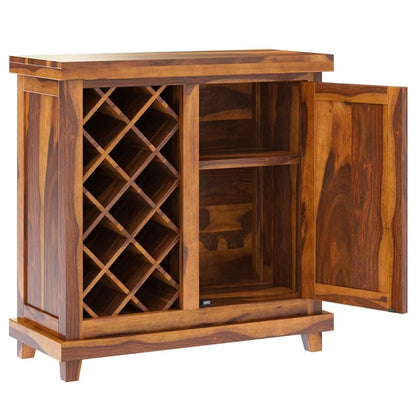 Sheesham Wood Design Bar Cabinet Mini Bar Cabinet for Home in Honey Finish