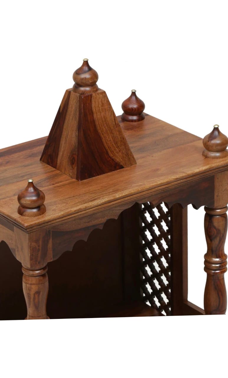 Solid Sheesham Wood Temple with One Drawer for Puja Home For & Office Furniture