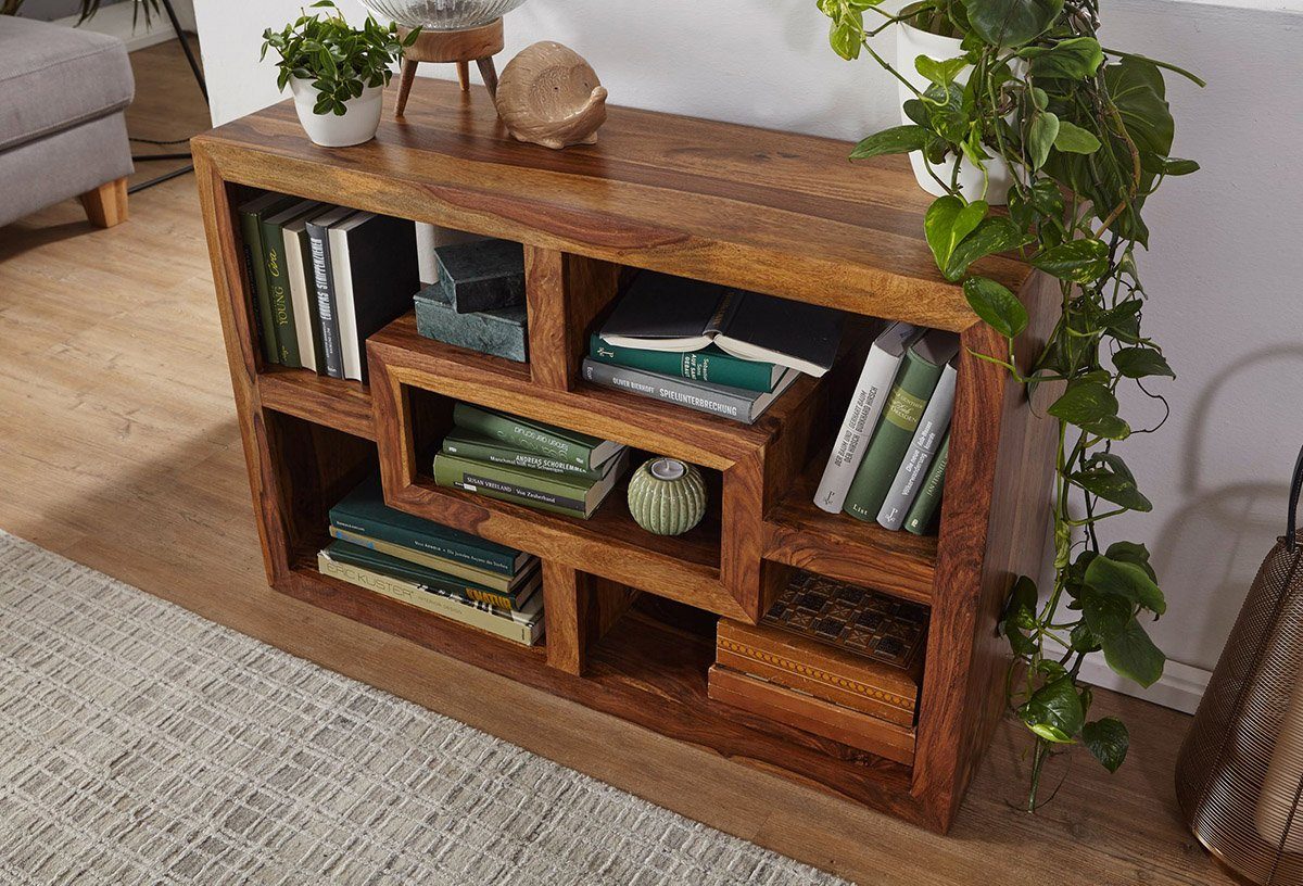 Solid Sheesham Wood Open Bookcase / Bookshelf For Living Room Furniture