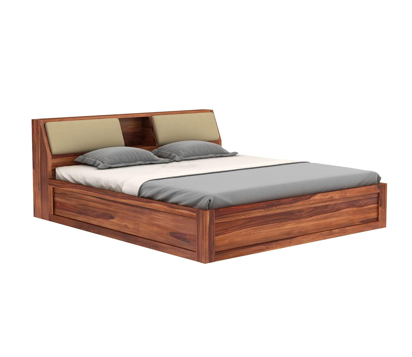 Solid Sheesham Wood King Size Box Bed For Bedroom Room Furniture