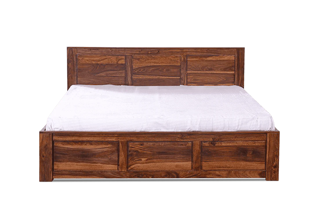 Solid Sheesham Wood King Size Wooden Bed with Drawer Storage