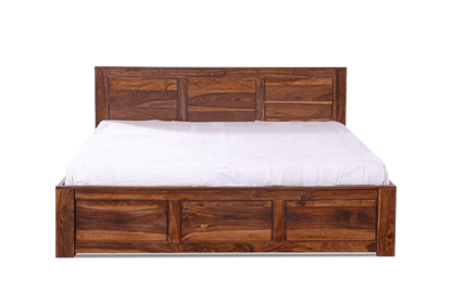 Solid Sheesham Wood King Size Wooden Bed with Drawer Storage