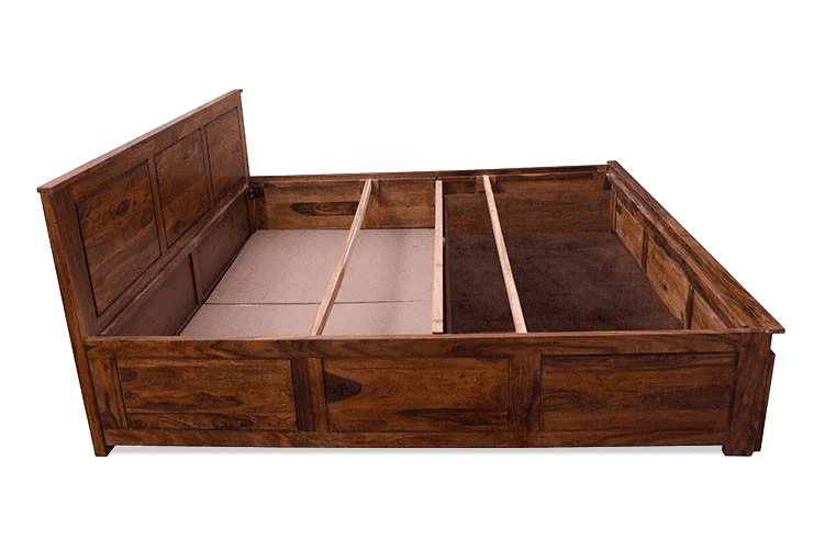 Solid Sheesham Wood King Size Bed With Drawers For Bedroom Room Furniture