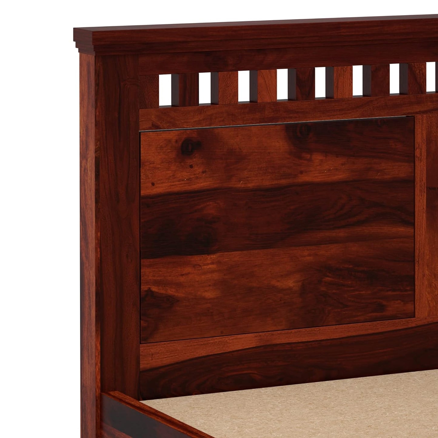 Solid Sheesham Wood Queen Size Bed Without Storage for Bedroom Living Room