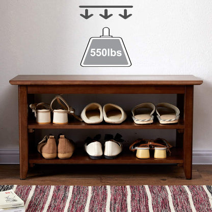 Solid Acacia wooden Shoe Rank For Living Room Natural Finish