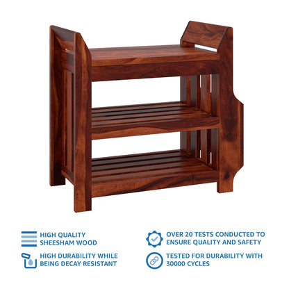 Solid Sheesham Wood Shoe Rack For Living Room