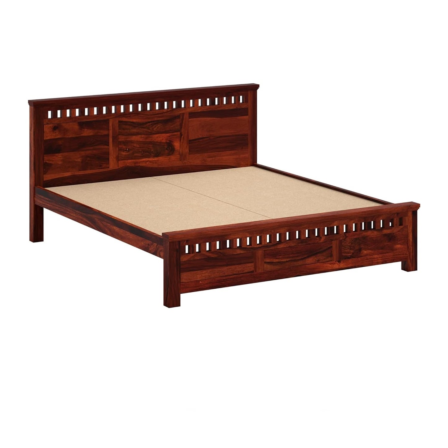 Solid Sheesham Wood Queen Size Bed Without Storage for Bedroom Living Room