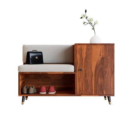 Solid Sheesham  Wood Shoe Rank With Storage For Living Room Furniture