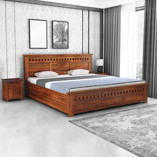 Solid Sheesham Wood King Size Double Bed for Bedroom Living Room Home