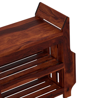 Solid Sheesham Wood Shoe Rack For Living Room