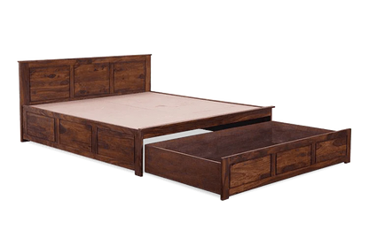 Solid Sheesham Wood King Size Bed With Drawers For Bedroom Room Furniture