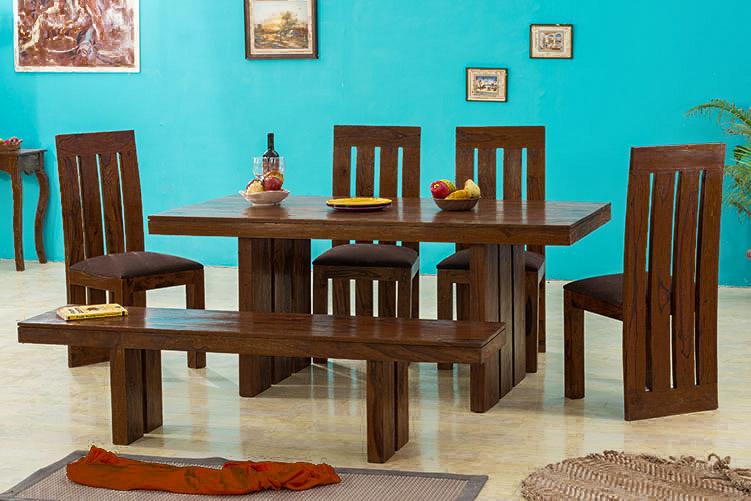 Solid Sheesham Wood Six Seater Dining Set For Living Room Furniture