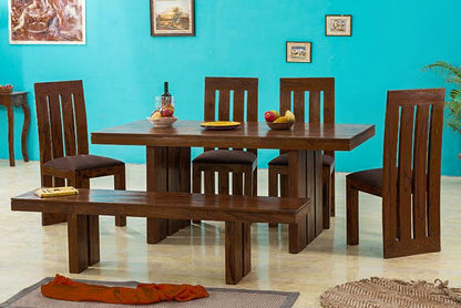 Solid Sheesham Wood Six Seater Dining Set For Living Room Furniture