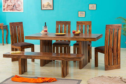 Solid Sheesham Wood Six Seater Dining Set For Living Room Furniture